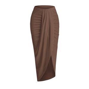 Ruched, Draped, Sleek Maxi Skirt